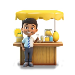 The Entrepreneurial Spirit: Download this Entrepreneur Boy with Lemonade Stand Clipart for an engaging design element.