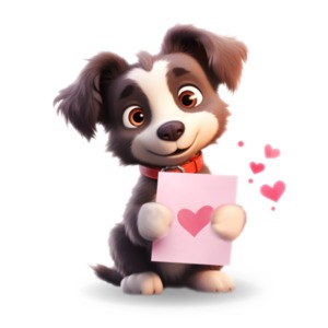 Valentine&#039;s Day Dog —an adorable clipart for heartfelt designs; it depicts a charming dog in a festive pose for creative projects.