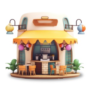 Cartoon café clipart - This clipart depicts a lively scene, perfect for adding charm to presentations and digital projects