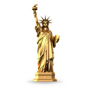 Golden Statue of Liberty clipart - an iconic illustration portraying timeless elegance; this clipart depicts enduring charm for creative projects.