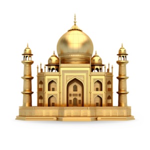 Golden Taj Mahal clipart - a refined illustration symbolizing of eternal Love; this clipart adds a touch of iconic charm to your creative projects.