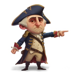 Cartoon George Washington Clipart, a transparent background PNG image of the first President of the United States.
