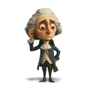 Thomas Jefferson is depicted as confused or disappointed - A 3D transparent PNG clipart image.