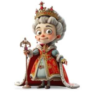 Royal Queen clipart: Majestic design for presentations. This clipart depicts a queen in regal attire, conveying authority and sophistication.