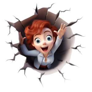 Businesswoman stuck in a Hole - PNG Clipart with a transparent background