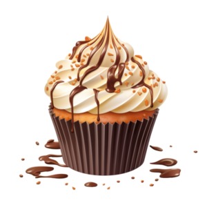 Vanilla Cupcake Clipart -  Download this delicious visual treat crowned with luscious chocolate icing for presentations and media designs.