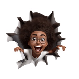 Download a woman breaking through a wall PNG. A vibrant clipart symbolizing determination, resilience, and success for motivational or business presentations.