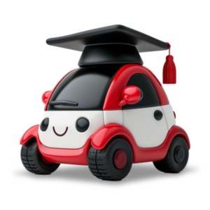 Drivers Ed Graduation Clipart: This clipart depicts completing driver&#039;s education with a charming car wearing a graduation hat.