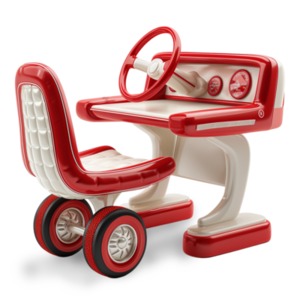 Drivers Ed Training Desk Clipart - This clipart depicts a unique blend of a school desk and car, conveying the concept of learning to drive.