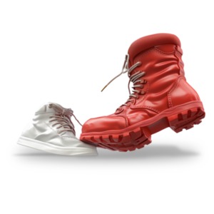 Step on Someone&#039;s Toes - Idiom Clipart depicts a literal interpretation, conveying unintentional interference or causing offense visually.