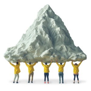 We Can Move Mountains Clipart: A visual ode to teamwork, this clipart depicts a united team lifting a mountain, perfect for impactful presentations.