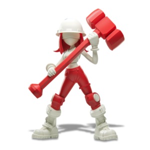 Industrial Cyber Worker Clipart - A futuristic robotic character depicts industrial readiness and efficiency