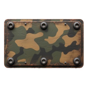 Camouflage Metal Panel Clipart: This clipart depicts a camo-patterned metal panel bolted down.