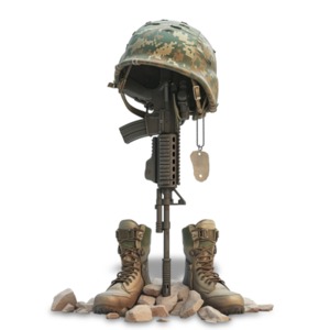 Fallen Soldier Memorial Clipart: This clipart depicts a poignant tribute, symbolizing military service, sacrifice, and dedication.