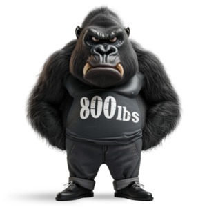 800 Pound Gorilla Clipart - Symbolizing strength, power, and dominance, this clipart is an impactful visual for presentation and media designs.
