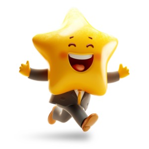 Business Star Promotion Clipart: This clipart depicts the joy of career success, a playful visual for presentations and media designs.