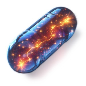 Miracle Pill Clipart depicts a cosmic capsule with celestial swirls. Ideal for presentations and designs. Explore more at Presentation Clipart.