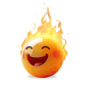 This clipart depicts a joyful emoji with a flaming head. It symbolizes intense passion and positive emotions.