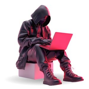 Cyber Hacker Threat Clipart - This clipart depicts a hooded figure typing on a laptop, symbolizing digital threats.