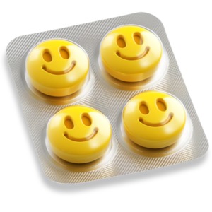 Happy Pills Clipart - image illustration of medicine for well-being, positivity, and cheerfulness.