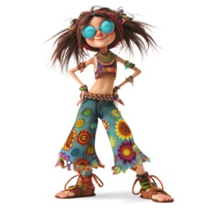 Relive the Groovy Sixties! Download Groovy Sixties Hippy Girl Clipart.  Use as a visual aid in presentations / media designs.
