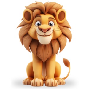 Adorable 3D Cartoon Lion Jungle King with a Transparent Background - PNG Clipart Image