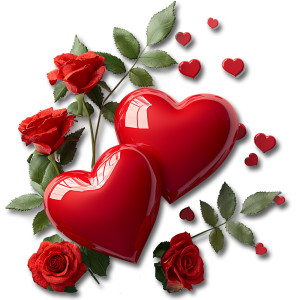 Hearts and Roses Clipart - clipart depicting love, affection, and romance with glossy hearts and vibrant roses.