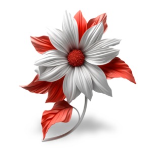 Red and White Flower - Clipart to symbolize blossoming creativity and growth or purity / innocence. Download Now!