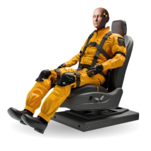 Buckle up for safety! Download this seated test crash dummy clipart to illustrate vehicle safety measures effectively.