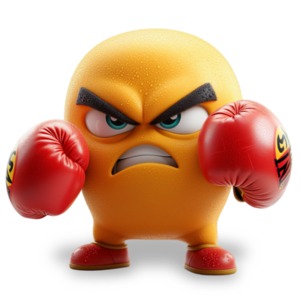 Download this Emoji Boxer with Guard Up:  Clipart image depicting someone ready for a fight.  Use this visual aid in presentation / media designs.