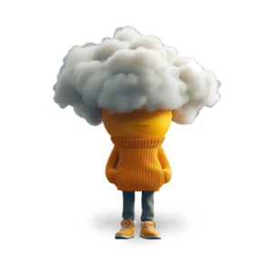 Download Head in the Clouds Idiom - Clipart depicting day dreaming, lost in thoughts, and mental detachment for presentations / media designs.