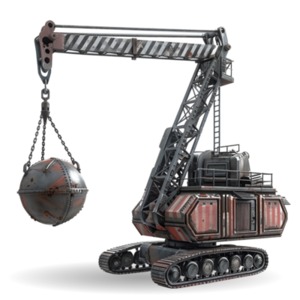 Download this Construction Demolition Crane - Clipart visualizing destruction and power.  Use as a visual aid in presentation / media designs.