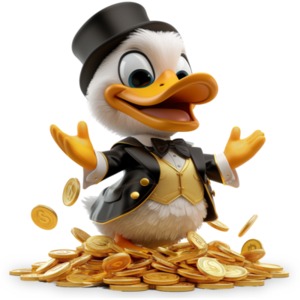 Rich Lucky Duck Animated Clipart - Symbolling Wealth and Prosperity