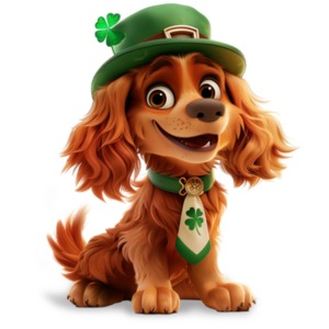 This Lucky Dog Clipart - depicts a festive dog adorned in Saint Patrick’s Day attire, embodying the idiom “Lucky Dog&quot;.