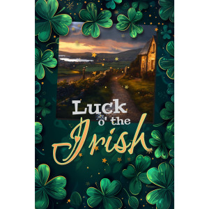 This Luck of the Irish clipart depicts vibrant green clovers, golden stars, and eye-catching typography.  Add your picture and text!