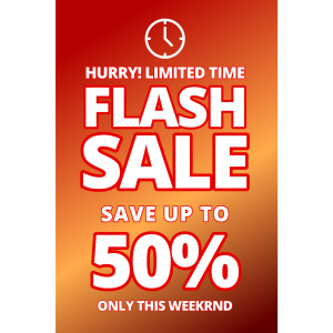 This editable Flash Sale Tag clipart depicts a tag with bold white text against a gradient red background. It’s perfect for creating urgency.