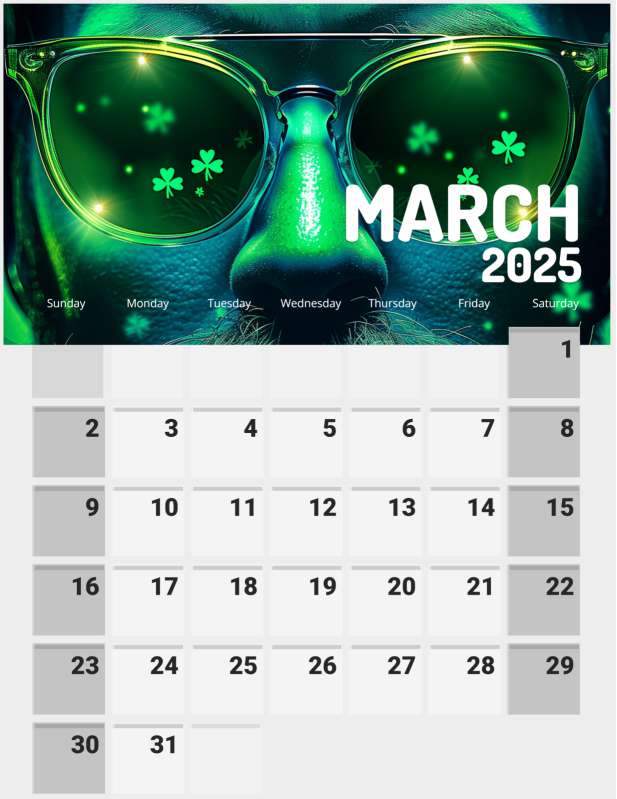 This Presentation Clipart shows a preview of March Calendar Design