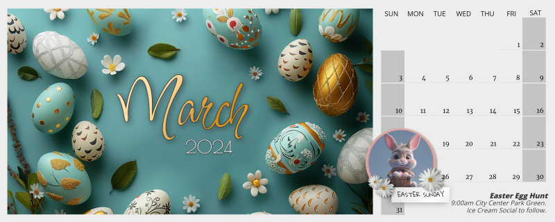 This Presentation Clipart shows a preview of Easter Calendar Template