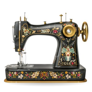 Download this sewing machine clipart! Perfect for visualizing fashion creation with a sense of crafting nostalgia.