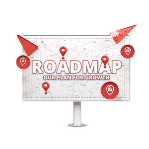 An editable clipart of a highway sign with customizable text. Great for representing a strategic plan or roadmap aimed at growth and development.