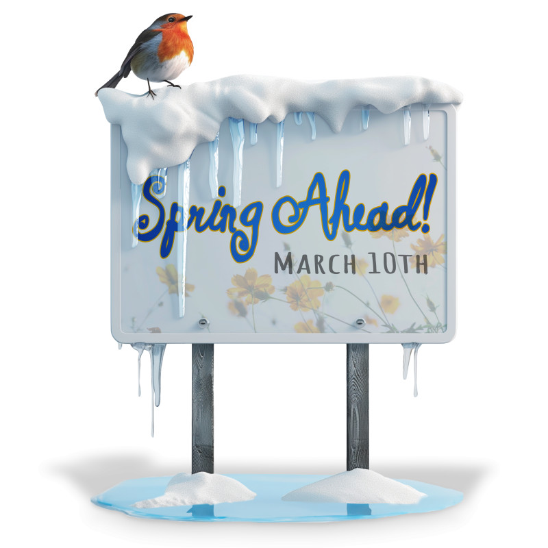 This Presentation Clipart shows a preview of Spring Ahead Sign Clipart