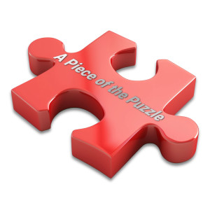 Custom Puzzle Piece - This project showcases a vibrant red, 3D puzzle piece with the editable text &quot;A piece of the puzzle&quot; embossed on its surface.