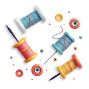 Vibrant Sewing Notations Clipart Image with a Transparent Background