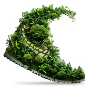 Visualize human impact on the environment with this green carbon footprint clipart, advocating for sustainable practices and restoration.