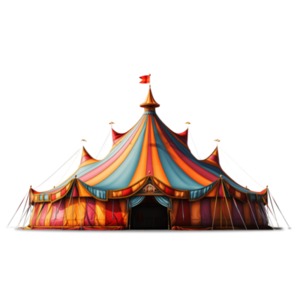 Under the Circus Big Top Tent is isolated on a transparent background. A PNG Clipart design.