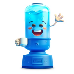 The lighter side of office life is captured in this cartoon water cooler clipart isolated on a transparent background.