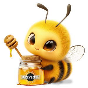 An Adorable Honey Bee with Customizable Honey Jar and Label - Transparent PNG Clipart