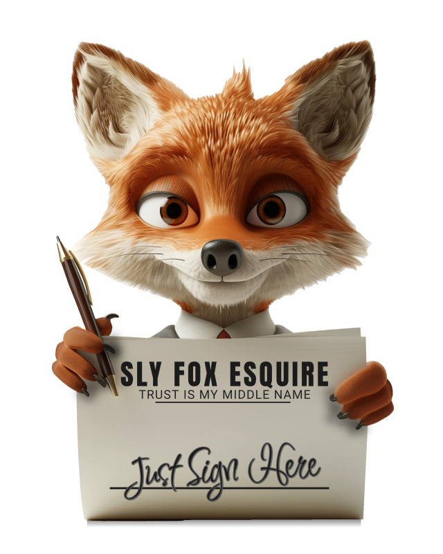 This Presentation Clipart shows a preview of Fox with Sign Clipart