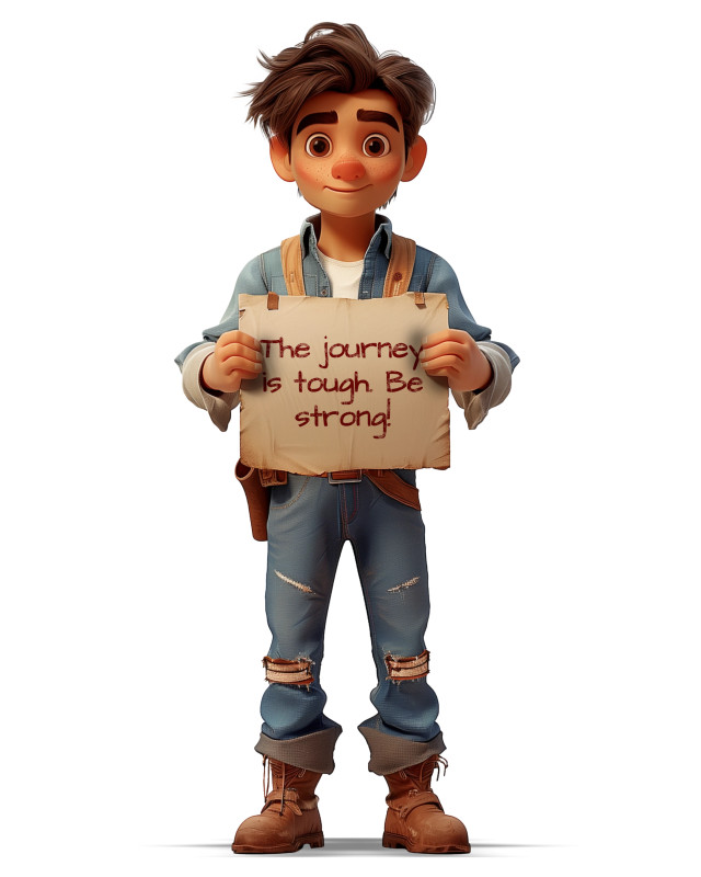 This Presentation Clipart shows a preview of Young Traveler Holding Sign Clipart