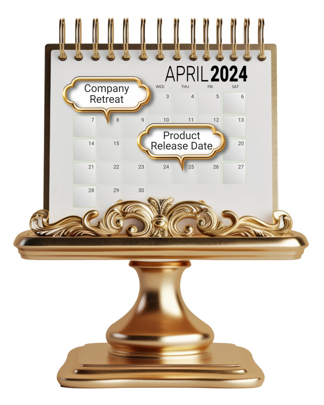 This Presentation Clipart shows a preview of Golden Calendar Stand